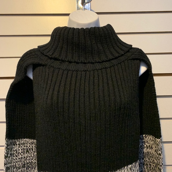 Turtleneck Knit Poncho with Open Sides - Picture 3 of 7